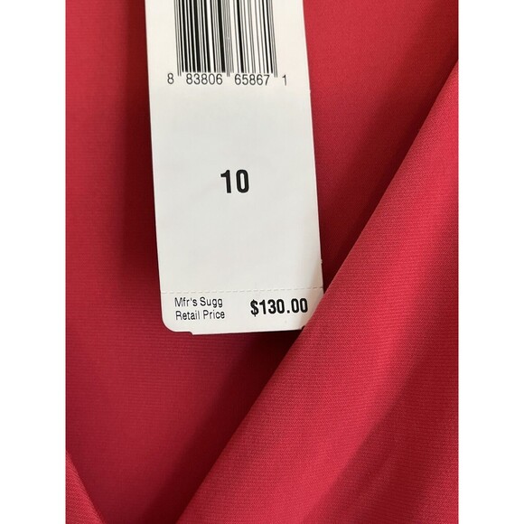 NWT Lauren Ralph Lauren Coral Dress Women’s Sz 10 V-Neck Side Rouching - Picture 4 of 11